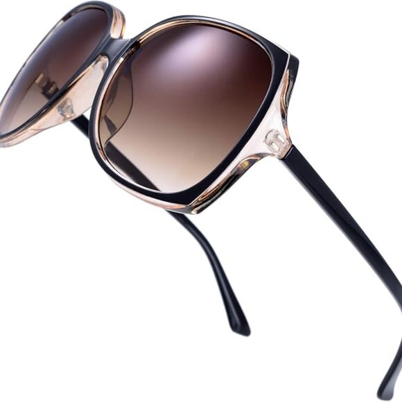 Oversized Square Jackie O Cat Eye Hybrid Butterfly Fashion Sunglasses - Picture 1 of 6